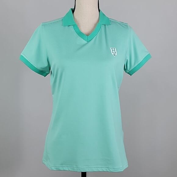 Footjoy Stretch Lisle End on End Open Collar V-Neck Polo Spearmint Green Small - Picture 1 of 15